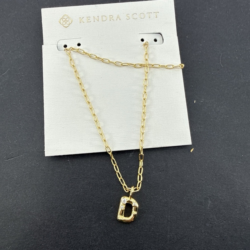 Kendra Scott Crystal Letter D Gold Metal Necklace Gold 710 New